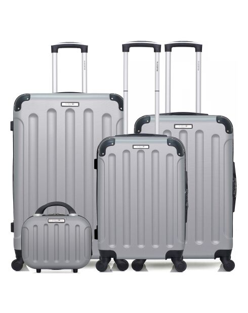 3 Valises & Vanity 4 roues Madrid-C 31/48/60/70 cm argentées