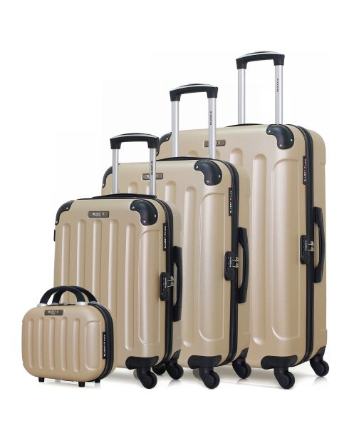 3 Valises & Vanity 4 roues Madrid-C 31/48/60/70 cm dorées
