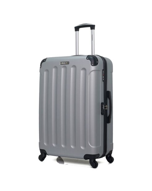 Madrid eenwielige cabinekoffer met 4 wielen 55 cm zilver