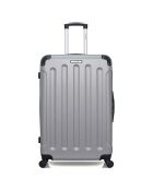 Mittelgroßer Reisekoffer Madrid mit 4 Einzelrädern, 65 cm, silberfarben