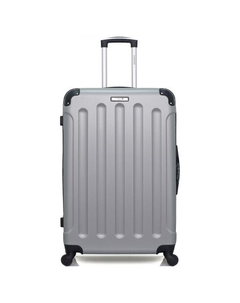 Mittelgroßer Reisekoffer Madrid mit 4 Einzelrädern, 65 cm, silberfarben