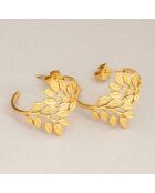 Pendientes frondosos en oro