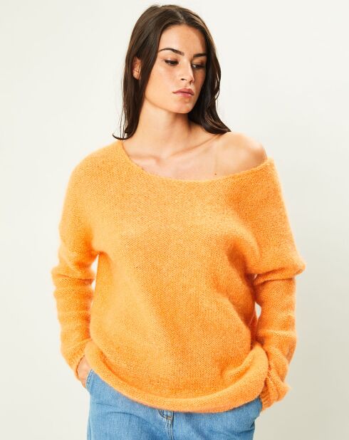 Matte trui van mohair en wol met mandarijn
