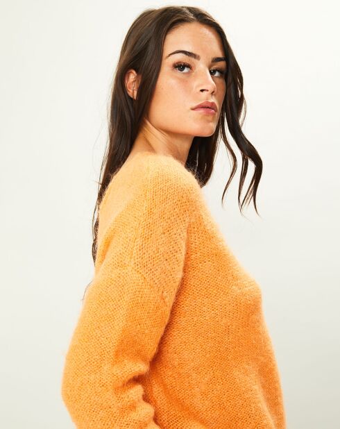 Matte trui van mohair en wol met mandarijn