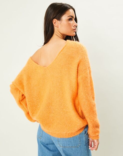 Matte trui van mohair en wol met mandarijn