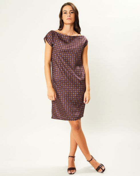 Robe 100% Soie imprimée bordeaux