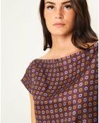 Robe 100% Soie imprimée bordeaux