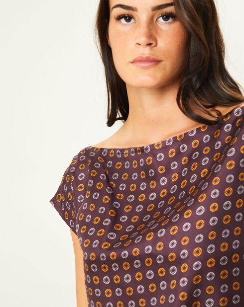 Robe 100% Soie imprimée bordeaux