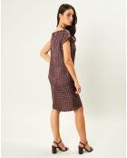 Robe 100% Soie imprimée bordeaux