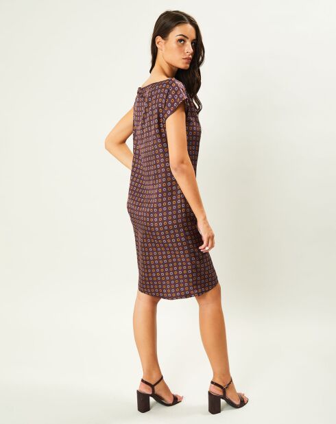 Robe 100% Soie imprimée bordeaux