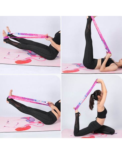 Sangle tapis de yoga rose - 76x5x0.2 cm