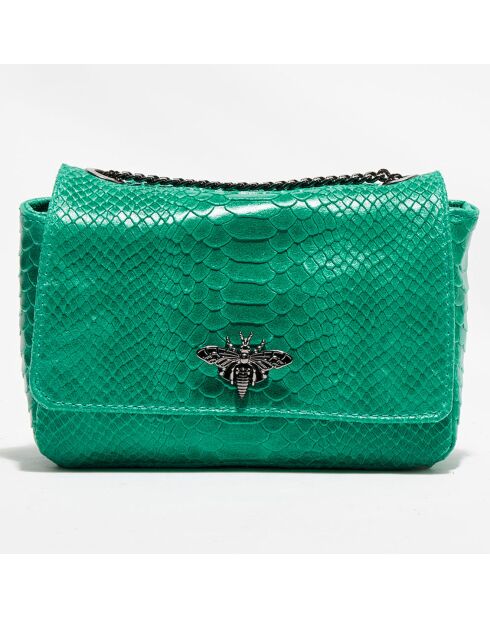 Sac bandoulière en Cuir croco Kora vert - 21x15x7 cm