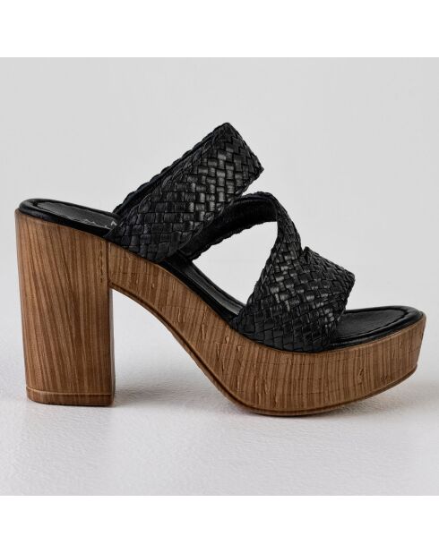 Mules à Talons en Cuir Aria noires - Talon 10 cm