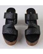 Mules à Talons en Cuir Aria noires - Talon 10 cm