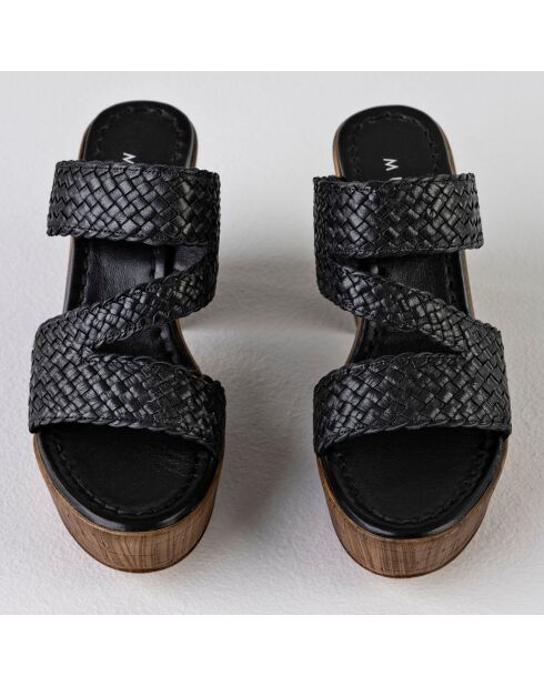 Mules à Talons en Cuir Aria noires - Talon 10 cm