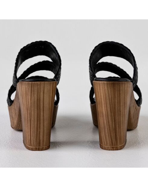 Mules à Talons en Cuir Aria noires - Talon 10 cm