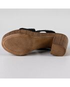 Mules à Talons en Cuir Aria noires - Talon 10 cm