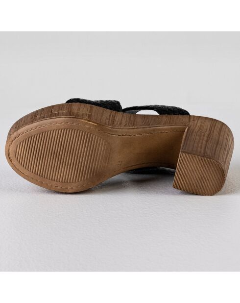 Mules à Talons en Cuir Aria noires - Talon 10 cm