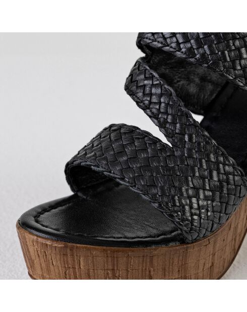 Mules à Talons en Cuir Aria noires - Talon 10 cm