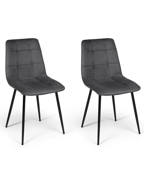 2 Chaises Linda gris foncé - 46x57x86 cm