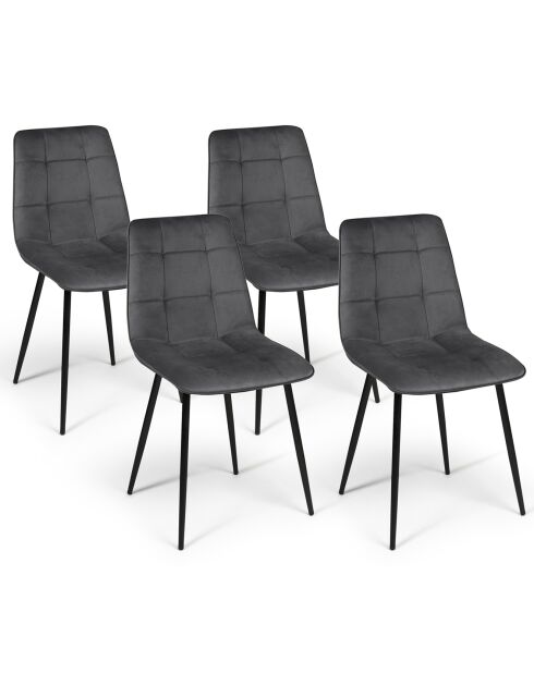 4 Chaises Linda gris foncé - 46x57x86 cm