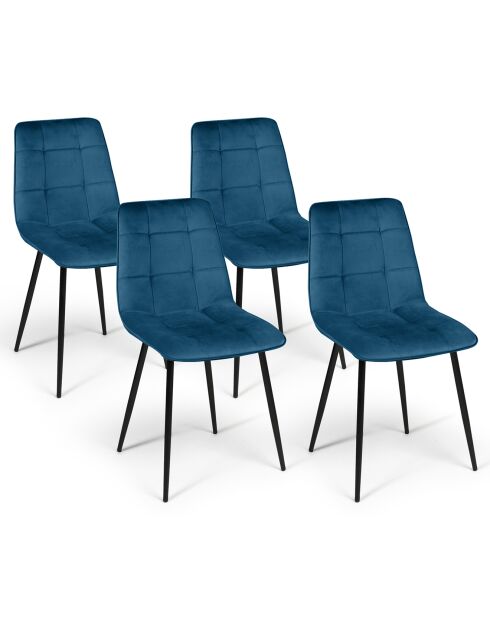 4 Chaises Linda bleues - 46x57x86 cm