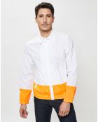 Chemise bicolore blanc/orange fluo