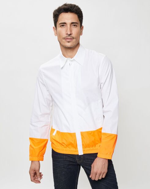 Chemise bicolore blanc/orange fluo