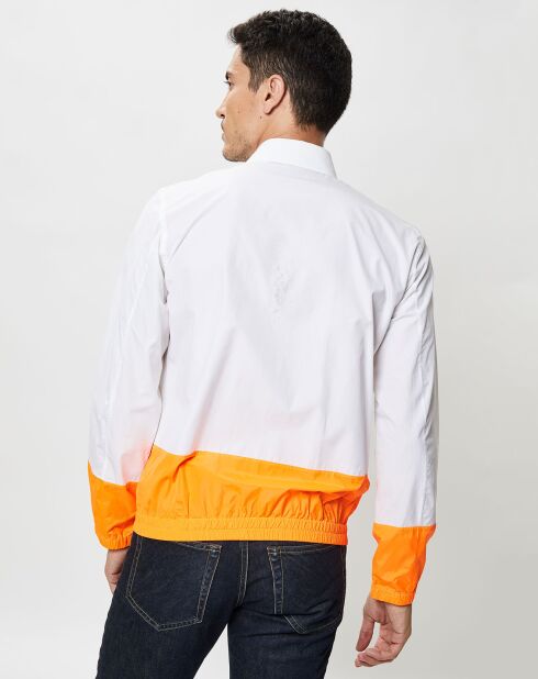 Chemise bicolore blanc/orange fluo