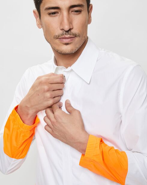 Chemise bicolore blanc/orange fluo