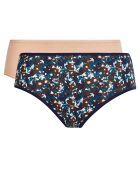 2 Culottes Essential Cotton imprimé floral beige/bleu
