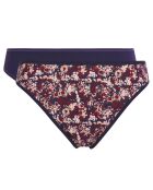 2 Culottes échancrées Essential Cotton imprimé floral marine/prune