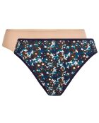 2 Culottes échancrées Essential Cotton imprimé floral beige/bleu