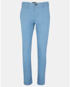 Pantalon Chino droit en Coton Bio Kunzo à micro pois bleu