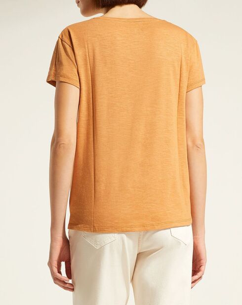T-Shirt en Coton mélangé certifié Oeko-Tex® Noris Col V orange clair