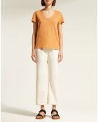 T-Shirt en Coton mélangé certifié Oeko-Tex® Noris Col V orange clair
