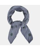 Foulard 100% Satin Plissé Af Silo F gris/bleu - 85x85 cm