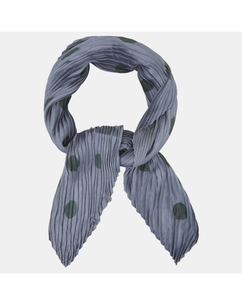 Foulard 100% Satin Plissé Af Silo F gris/bleu - 85x85 cm