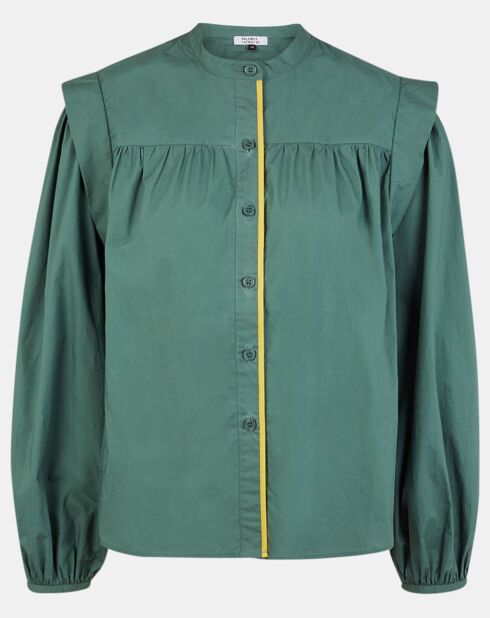 Chemise en Coton Piping emmanchures relief vert