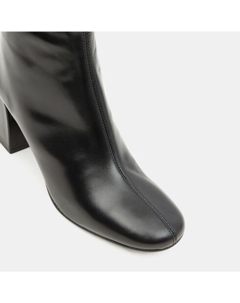 Bottes en Cuir à bout rond noires - Talon 7,5 cm