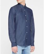 Chemise droite 100% Coton Bio Kime bleu foncé