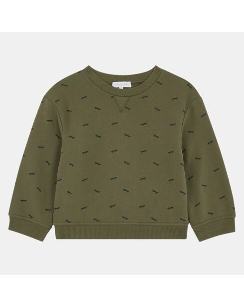 Sweat en Coton bio imprimé Marin vert