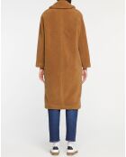 Manteau mi-long Chamois effet Sherpa camel