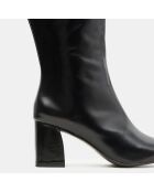 Bottes en Cuir à bout rond noires - Talon 7,5 cm