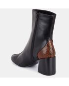 Botas negras de piel bimaterial - Tacón de 7 cm