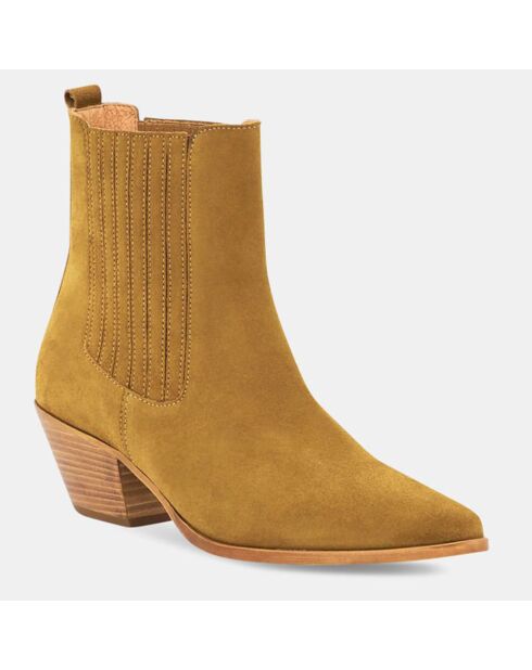 Chelsea Boots en Velours de cuir camel