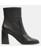 Bottines en Cuir trépointe travaillée noires - Talon 9 cm