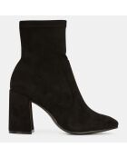 Bottines en Velours de cuir Stretch noires - Talon 9 cm