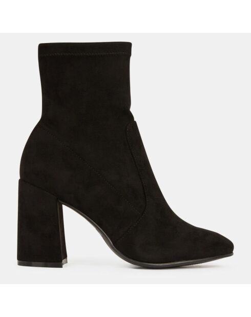 Bottines en Velours de cuir Stretch noires - Talon 9 cm