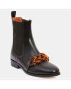 Chelsea Boots en Cuir chaîne écailles noires